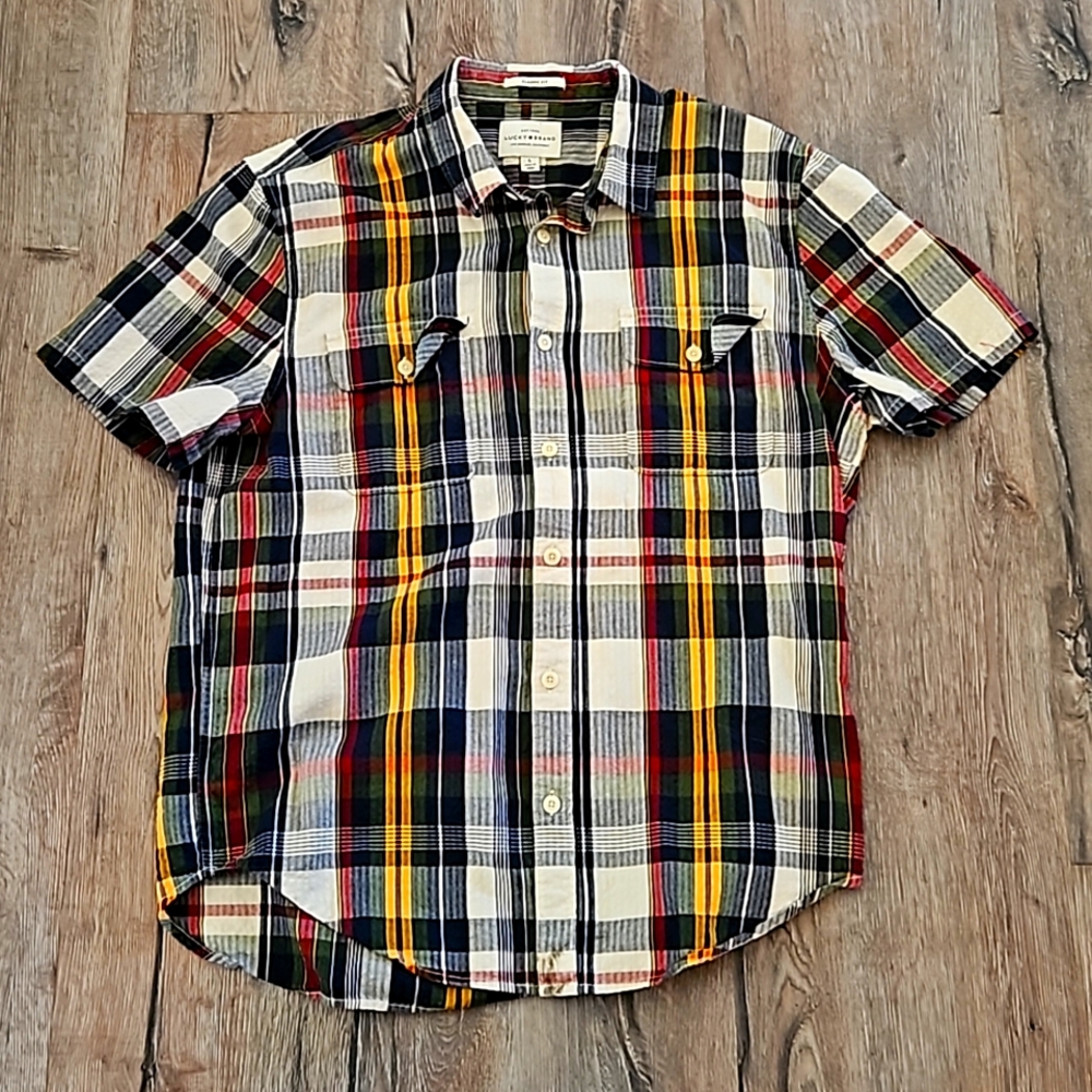 Plaid button-down short sleeve